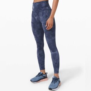 Lululemon Wunder Train. Blue Tie-Dye Leggings sz 4